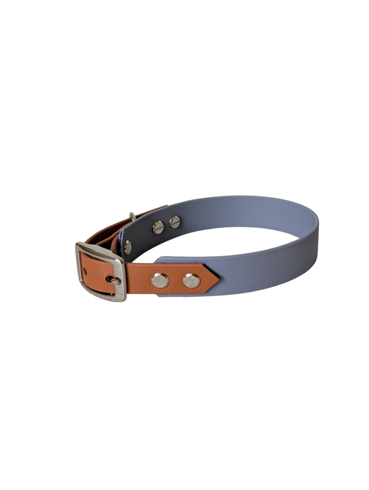 Biothane® Halsband 'Twin' grau/cognac