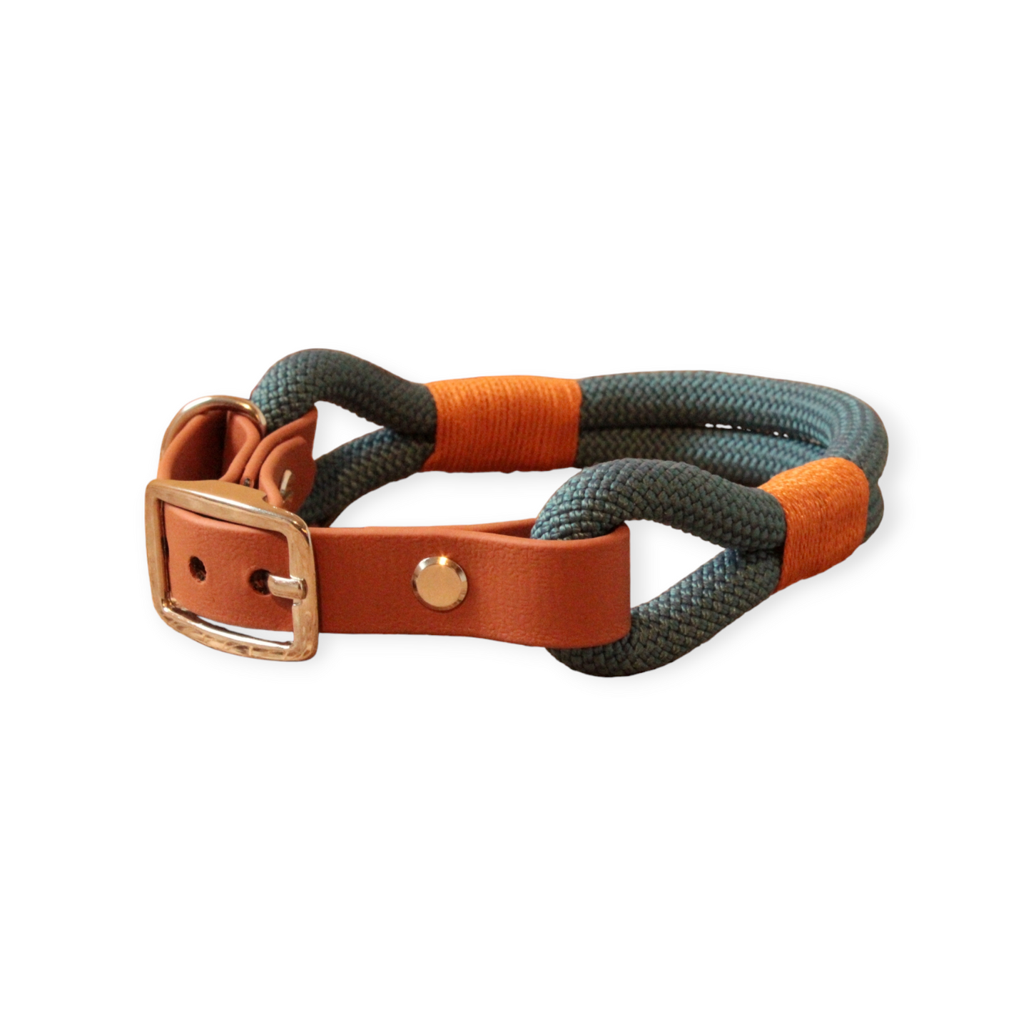 Halsband aus Tau taubenblau/cognac