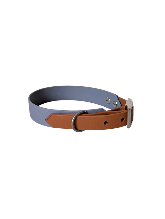 Biothane® Halsband 'Twin' grau/cognac