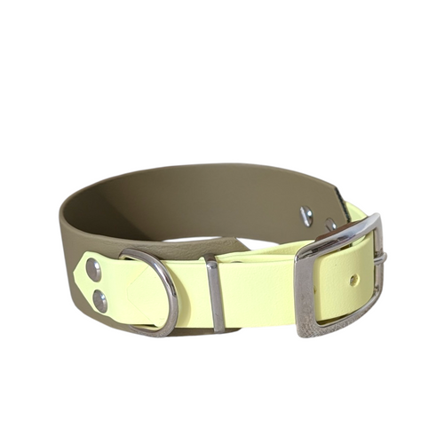 Halsband aus Biothane in beige und pastellgelb
