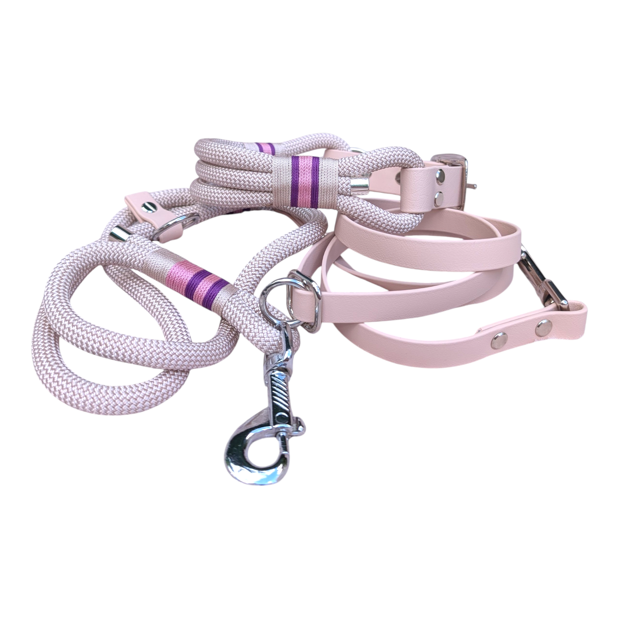 Set Halsband & Leine aus Tau ' Pearl Summer' - alle Größen