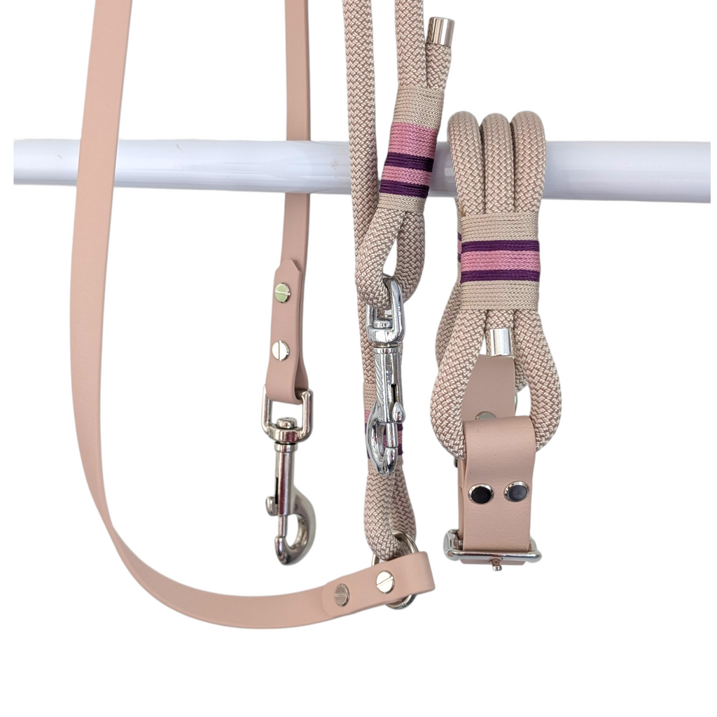 Set Halsband & Leine aus Tau ' Pearl Summer' - alle Größen