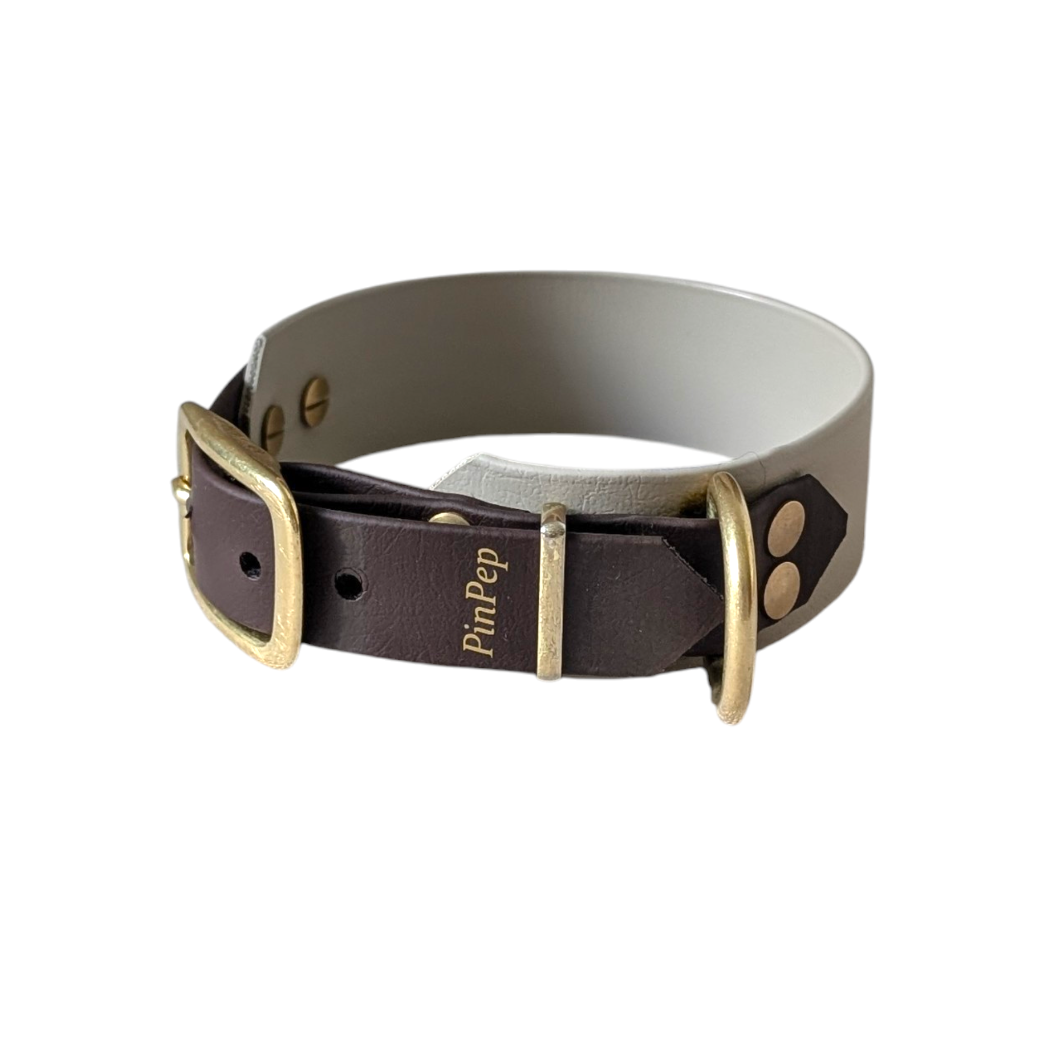 Halsband aus Biothane in taupe und dunkelbraun