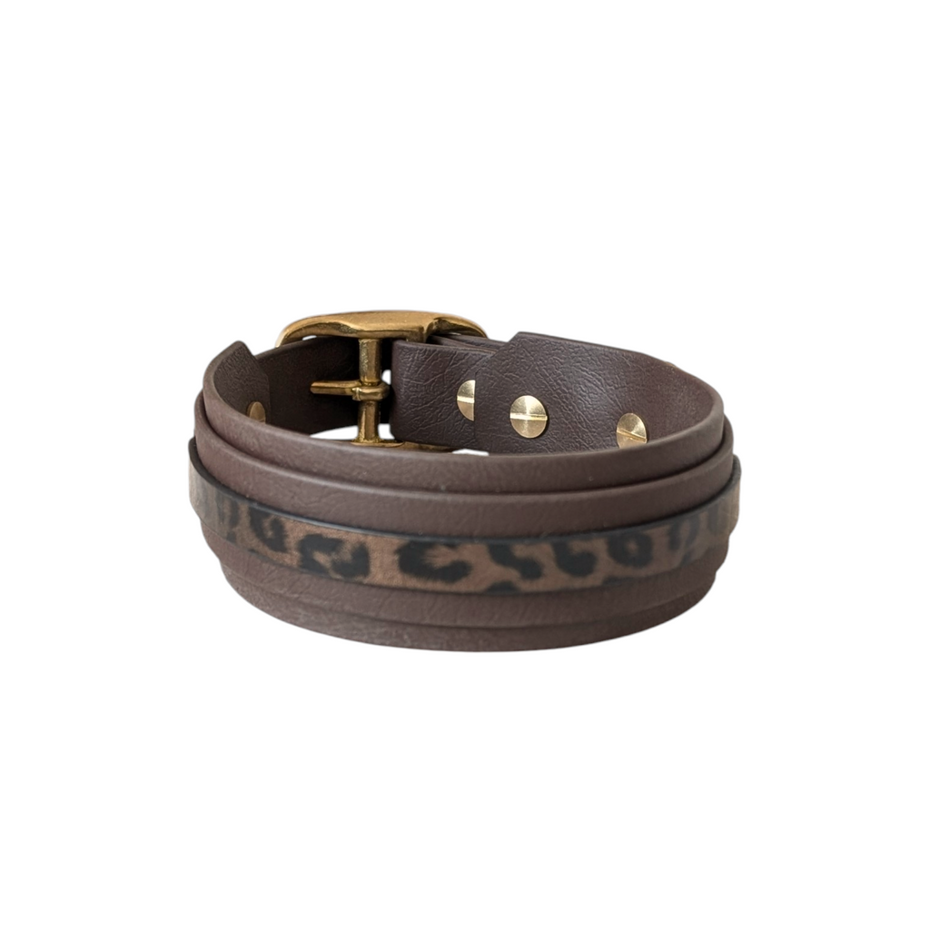 Biothane® Halsband in dunkelbraun mit Leoband