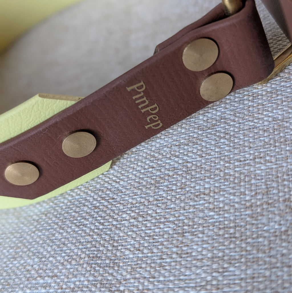 Biothane® Zugstopp Halsband pastellgelb & rotbraun