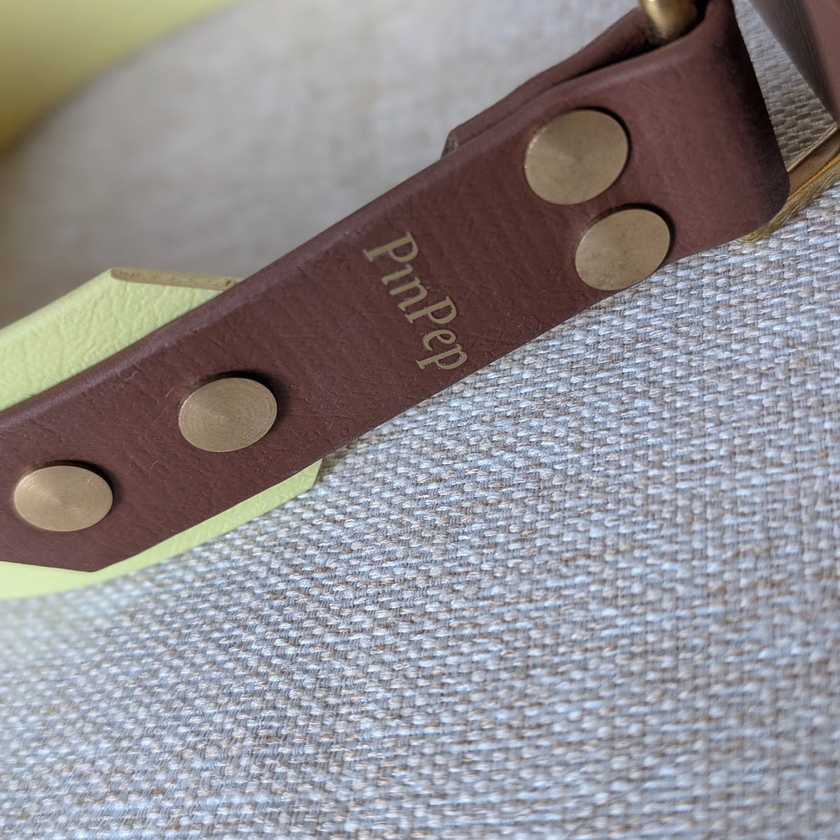 Biothane® Zugstopp Halsband pastellgelb & rotbraun