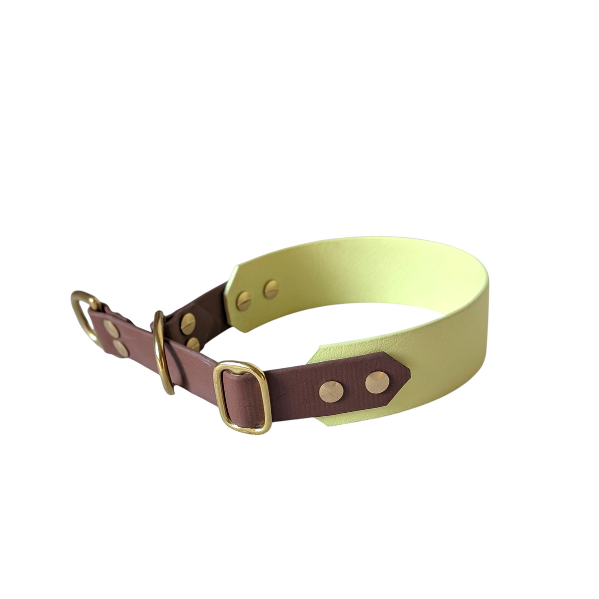 Biothane® Zugstopp Halsband pastellgelb & rotbraun