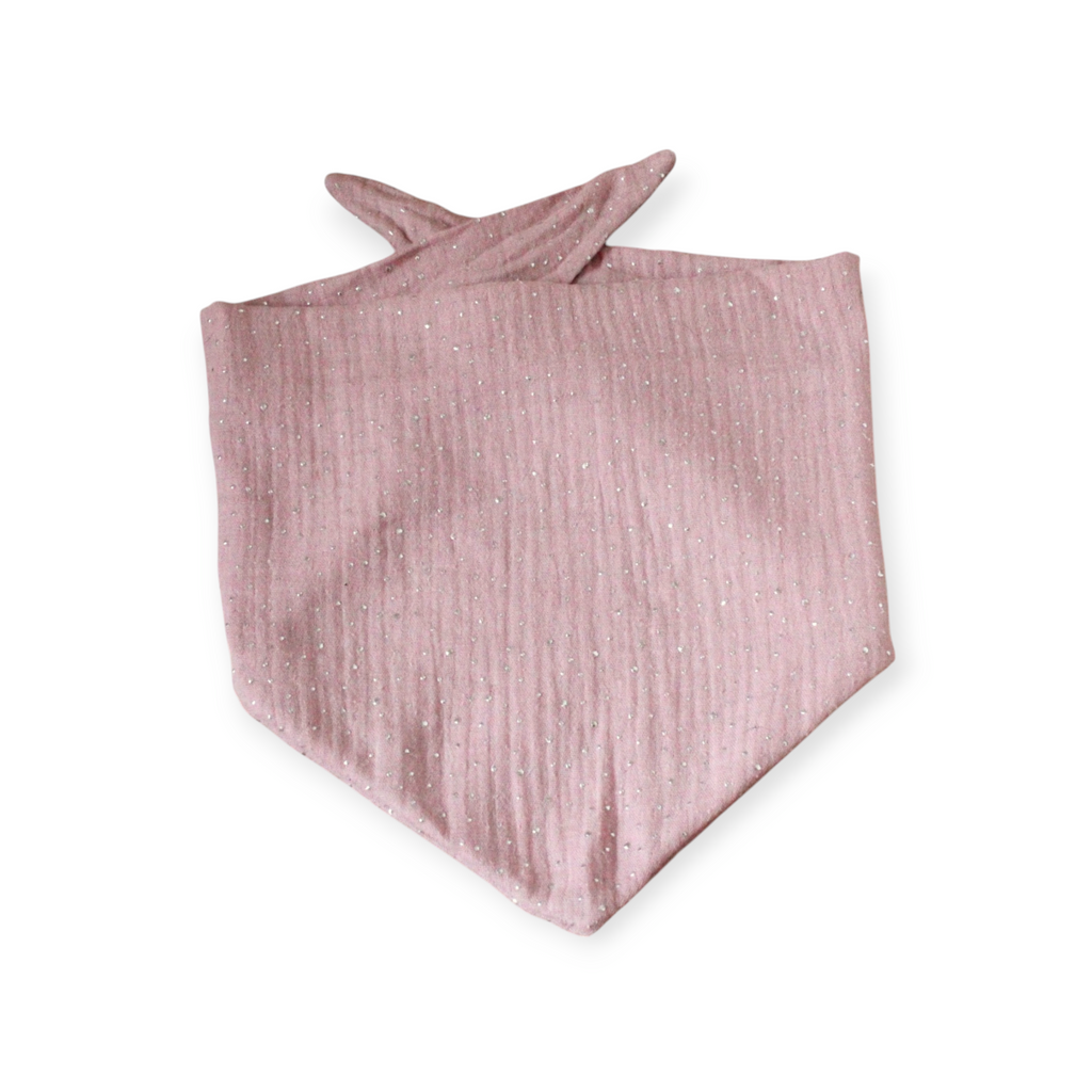 Halstuch Musselin light rose mit silbernen Punkten