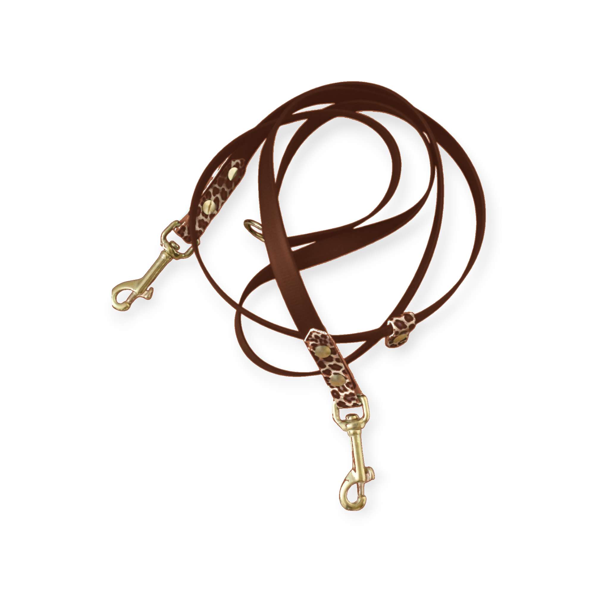 Biothane® Leine 'Leo Twin' schwarz & saddlebrown