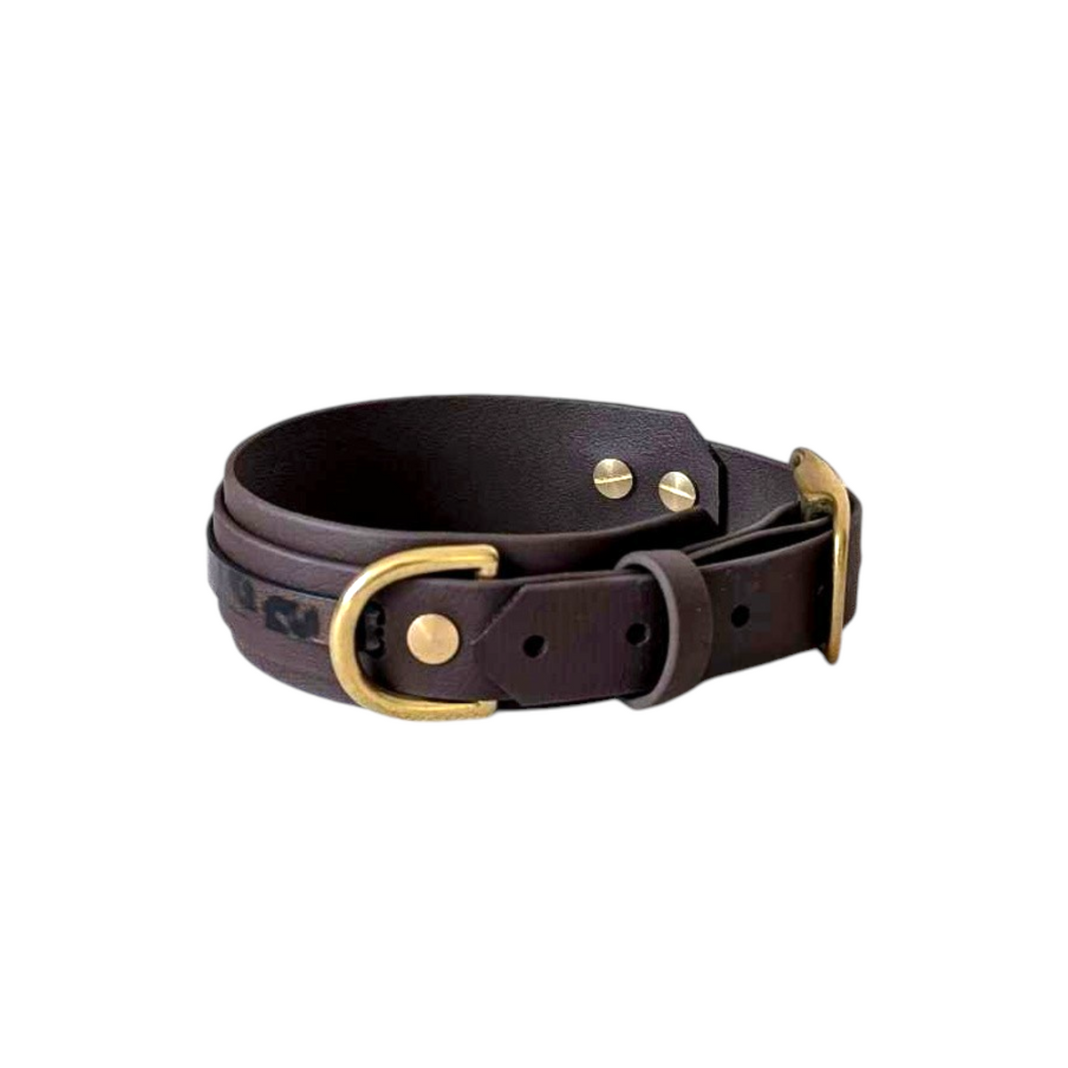 Biothane® Halsband in dunkelbraun mit Leoband