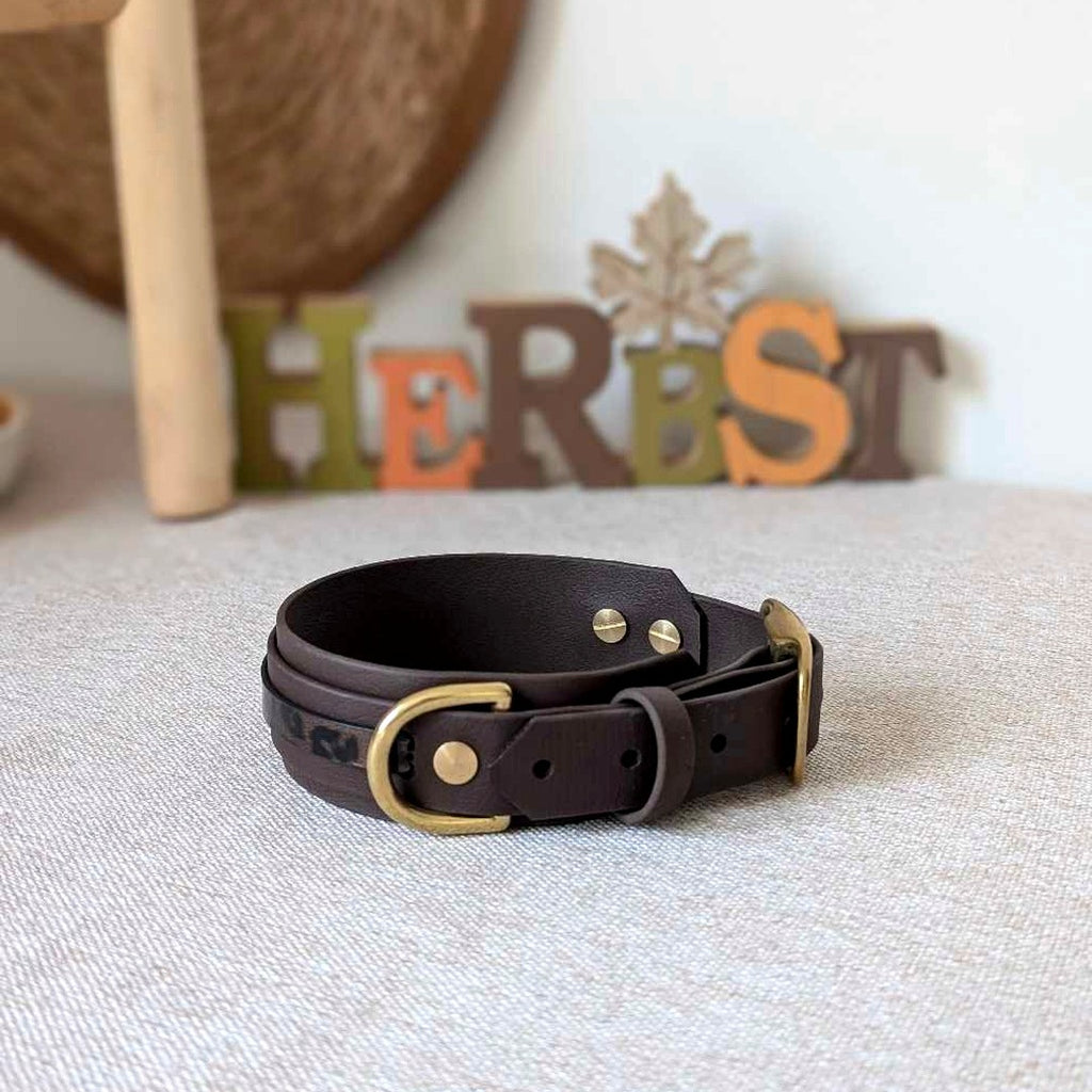 Biothane® Halsband in dunkelbraun mit Leoband